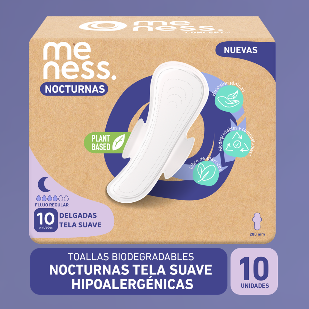 Toalla Nocturna Tela Suave Biodegradable 10 un - Meness