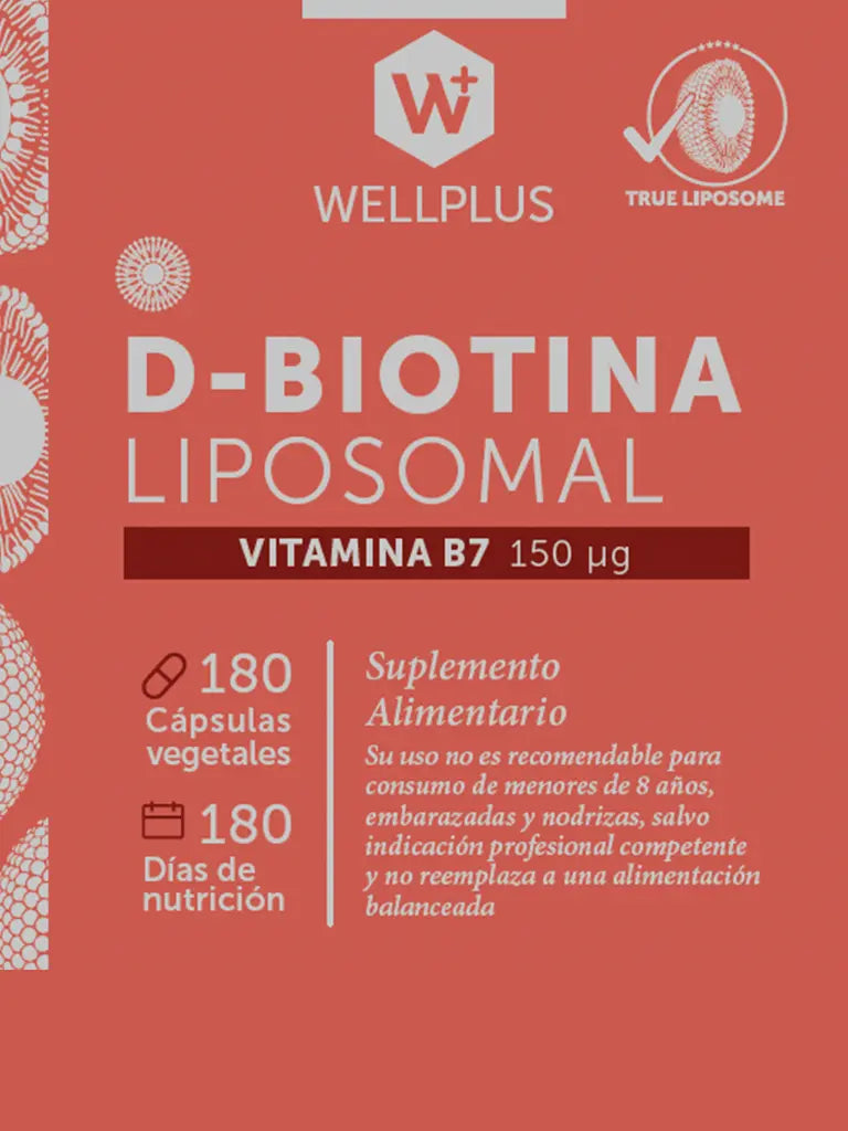 Biotina Liposomal 180 Cápsulas - Wellplus