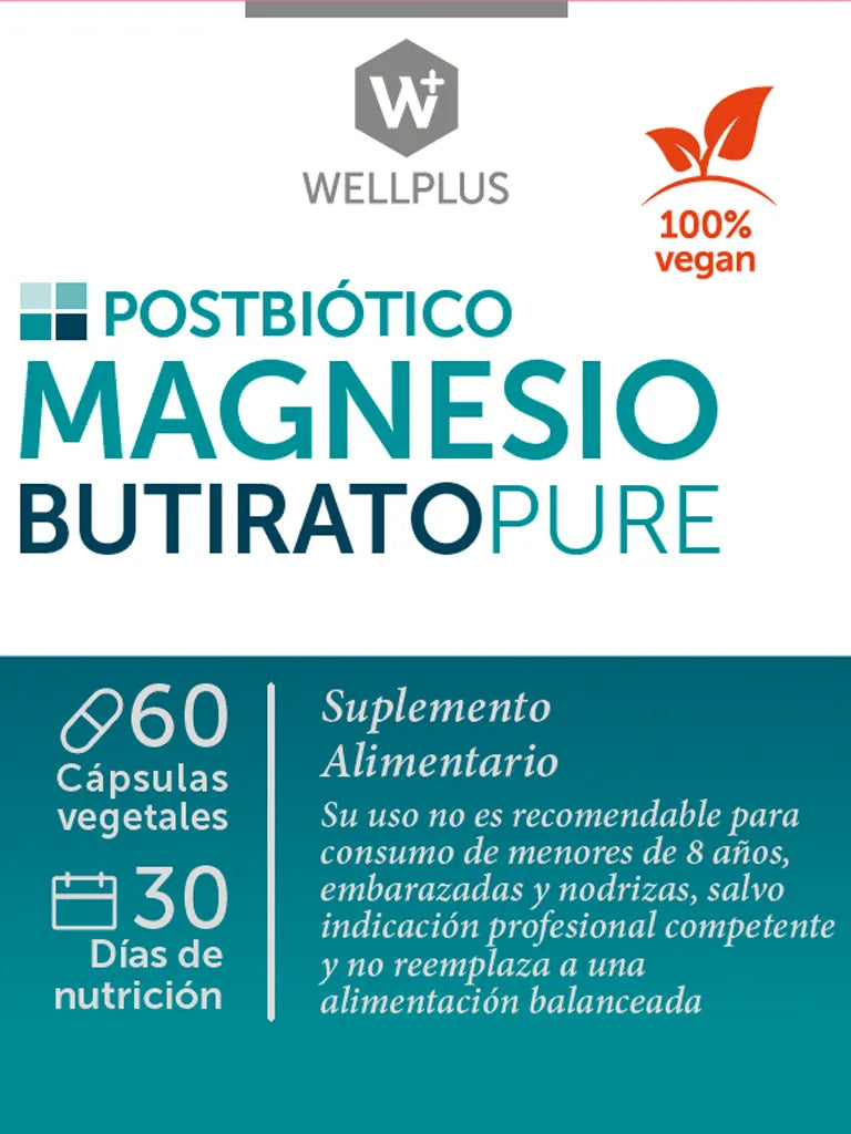 Magnesio Butirato Pure 60 Cápsulas - Wellplus