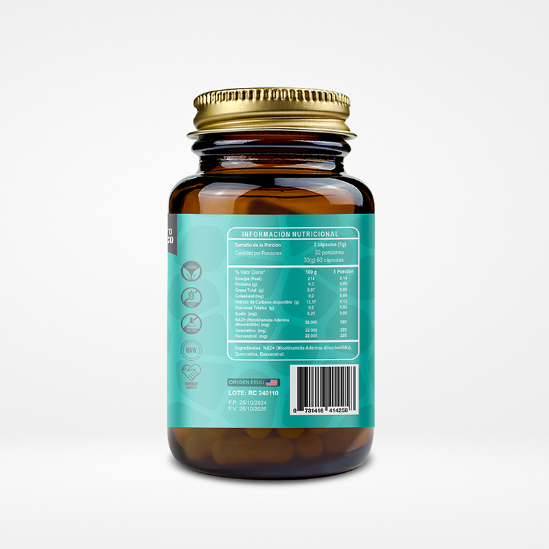 NAD+ Quercetina y Resveratrol - 60 cap