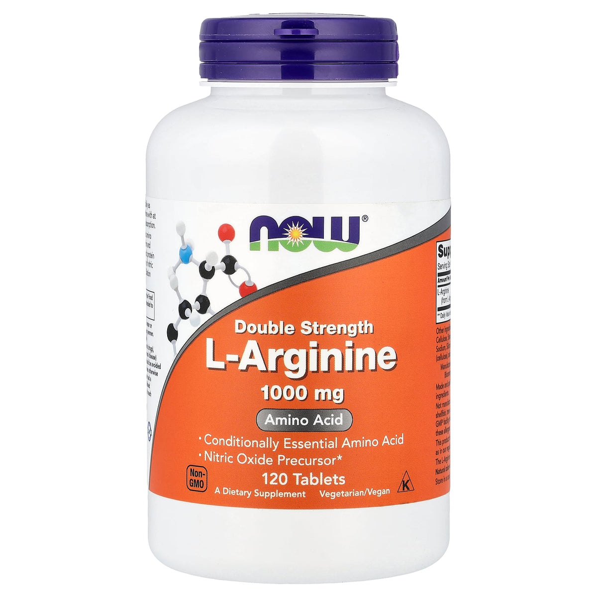 L-Arginina 1000 mg Doble Concentración 120 Tabletas - NOW