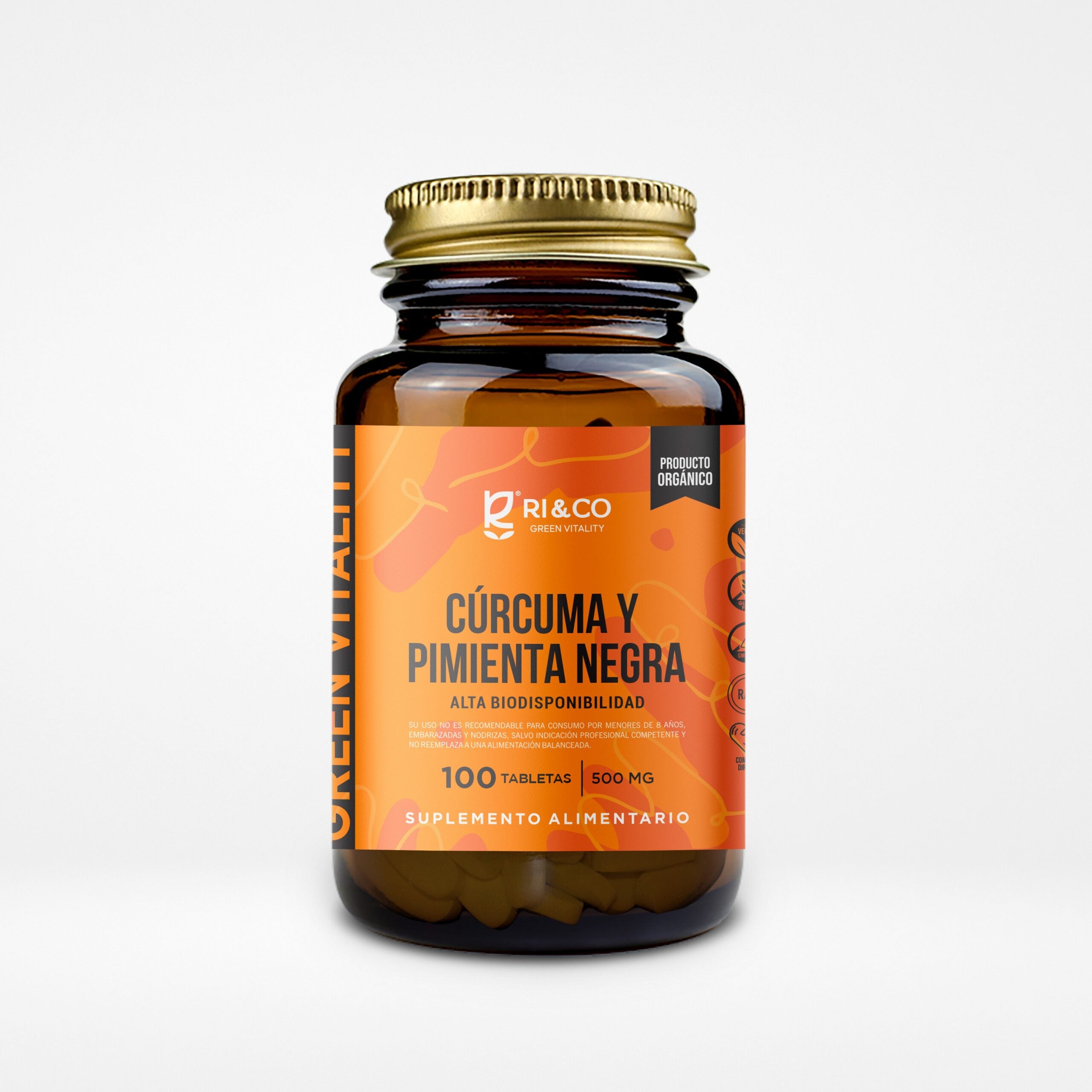 Curcumin y Pimienta Negra 100 Tab 500 mg - RICO