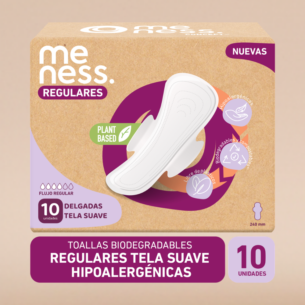 Toalla Regular Tela Suave Biodegradable 10 un - Meness