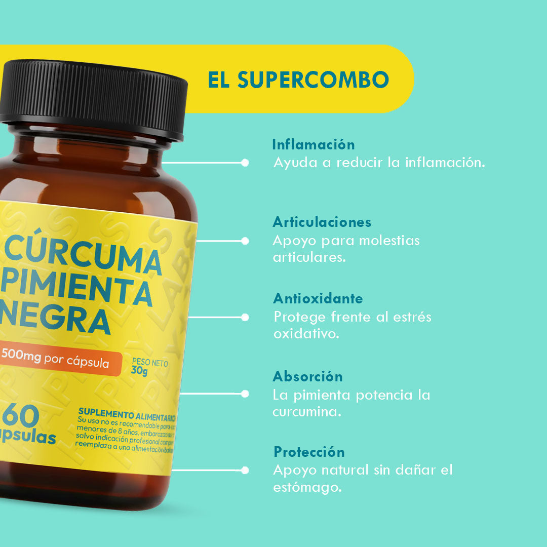 Curcuma + Pimienta - 60 Capsulas