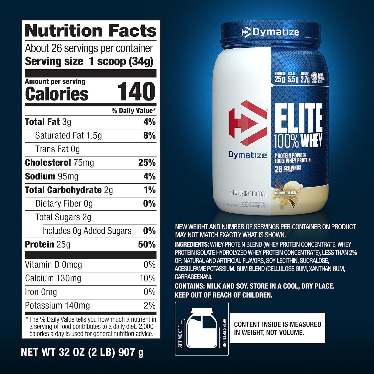 PROTEÍNA ELITE 100% WHEY 2 LB "DYMATIZE"